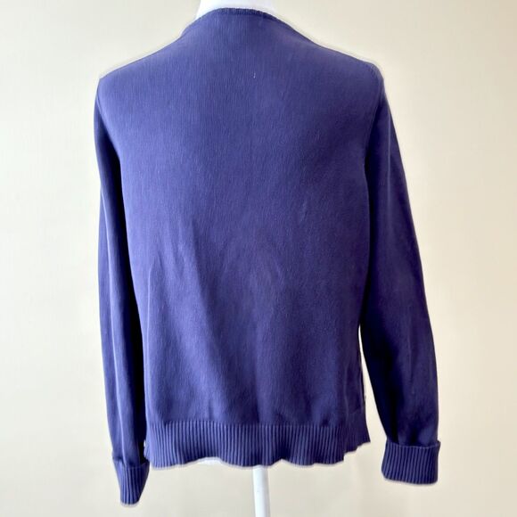 Lands End Sweater Women’s Sm 6-8 Blue White Argyle Cardigan 100% Supima Cotton - Picture 6 of 8